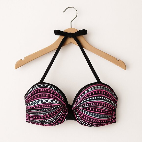 CACTUS | Pink, Black & White Bikini Halter Top – Women’s XL - Picture 1 of 7